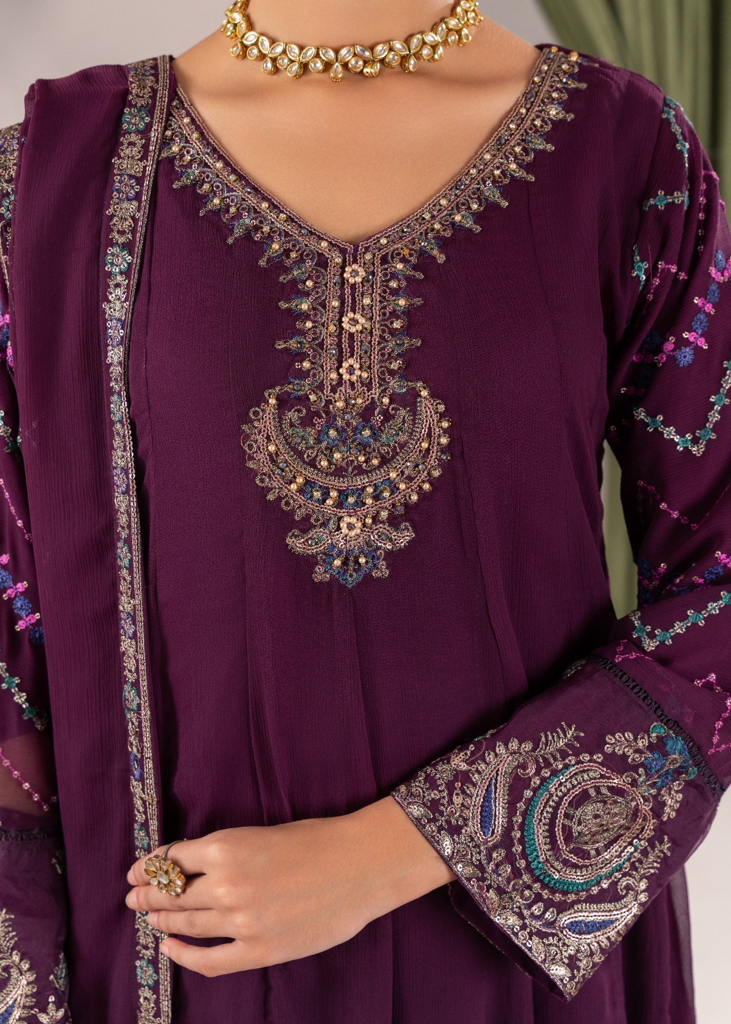 Pehnawa Fashion Charm Frock chiffon Women 3pcs