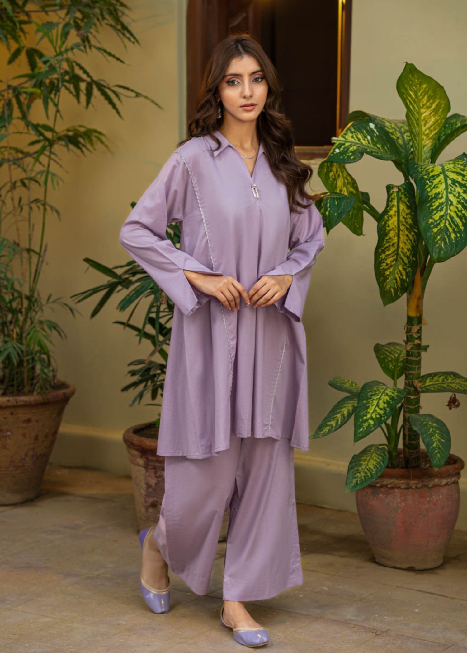 Tng (The Next Generation) Qalam Co Ord Set | Lilac Women 2pcs