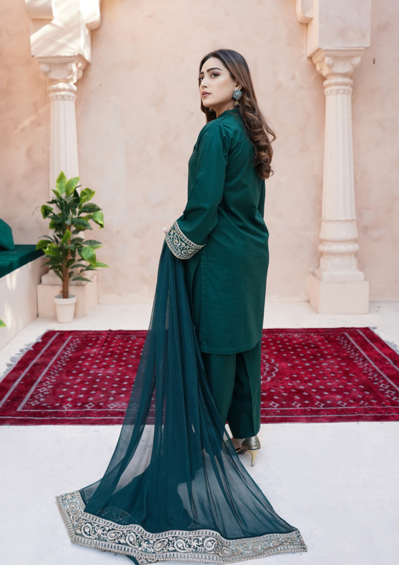 Yolo Pret Tilla Embroidered Lawn Cotton with Farshi Shalwar with Embroidered Border Chiffon Dupatta JASHAN S25 0029 Women 3pcs