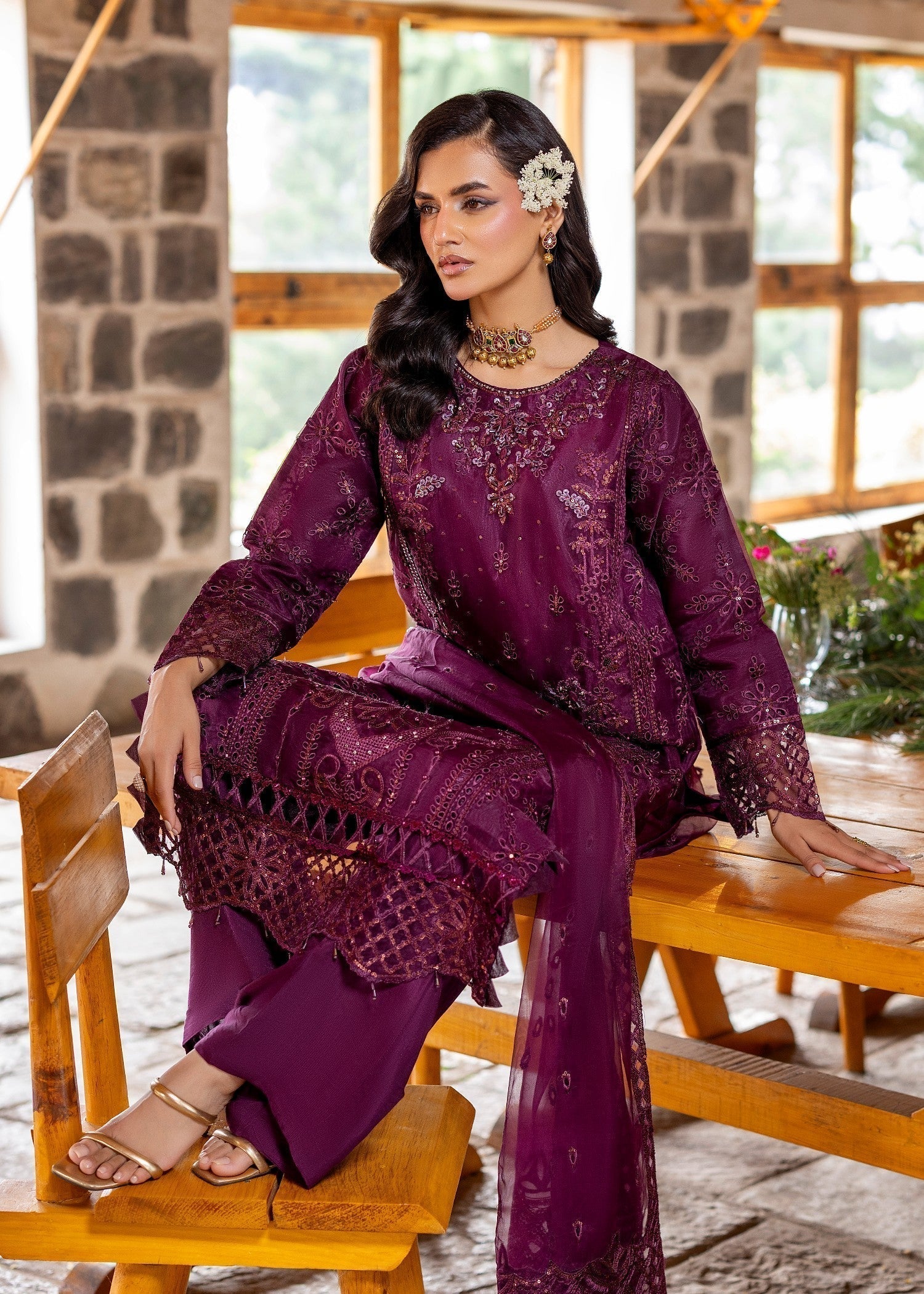 Diara Couture FALAH POST 1 01 PLUM Women 3pcs