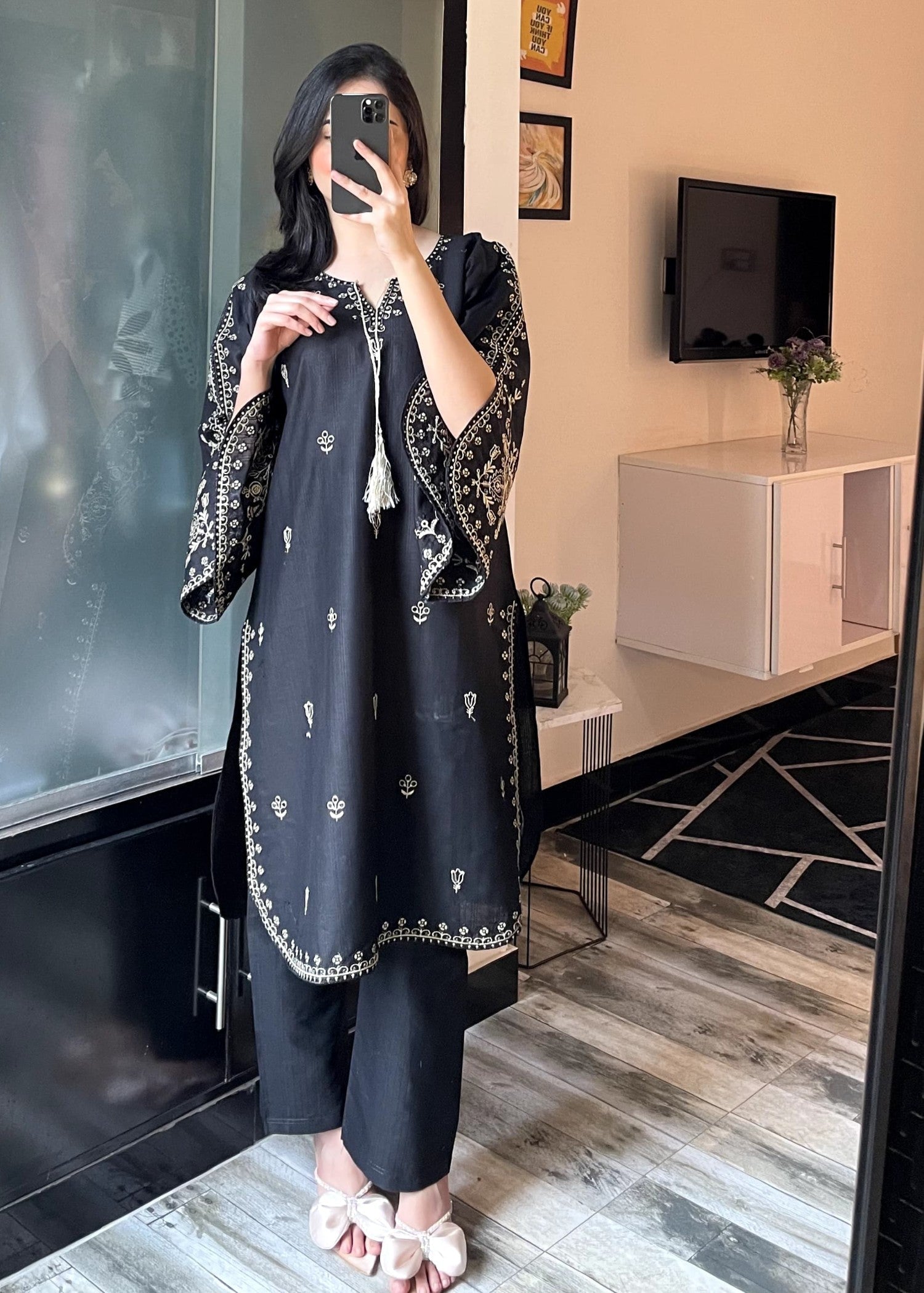 Tehzeeb Libas ZUNAIRA BLACK Women 2pcs