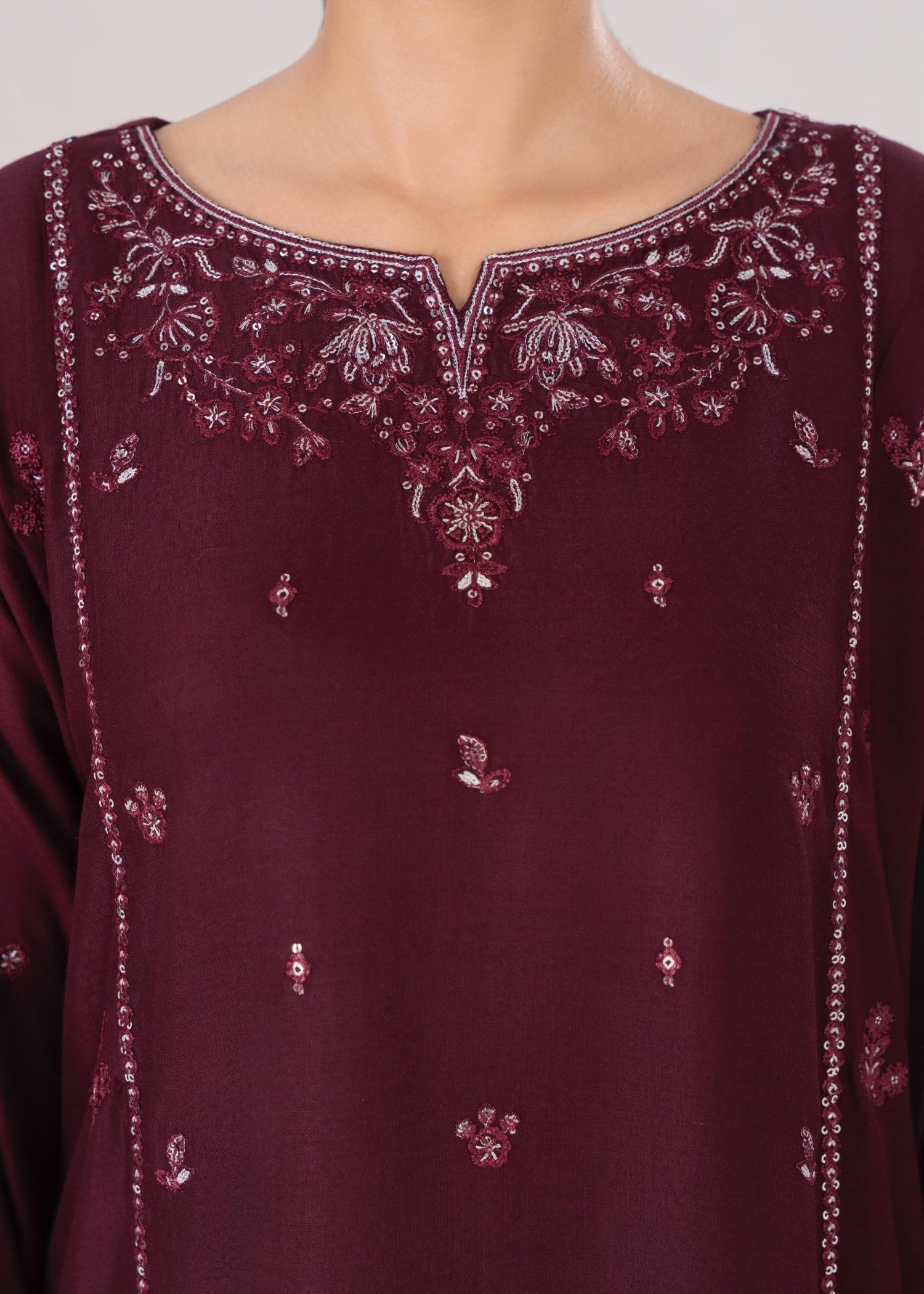 Stylish Collection LARA EMBROIDERED PLUM Women 2pcs