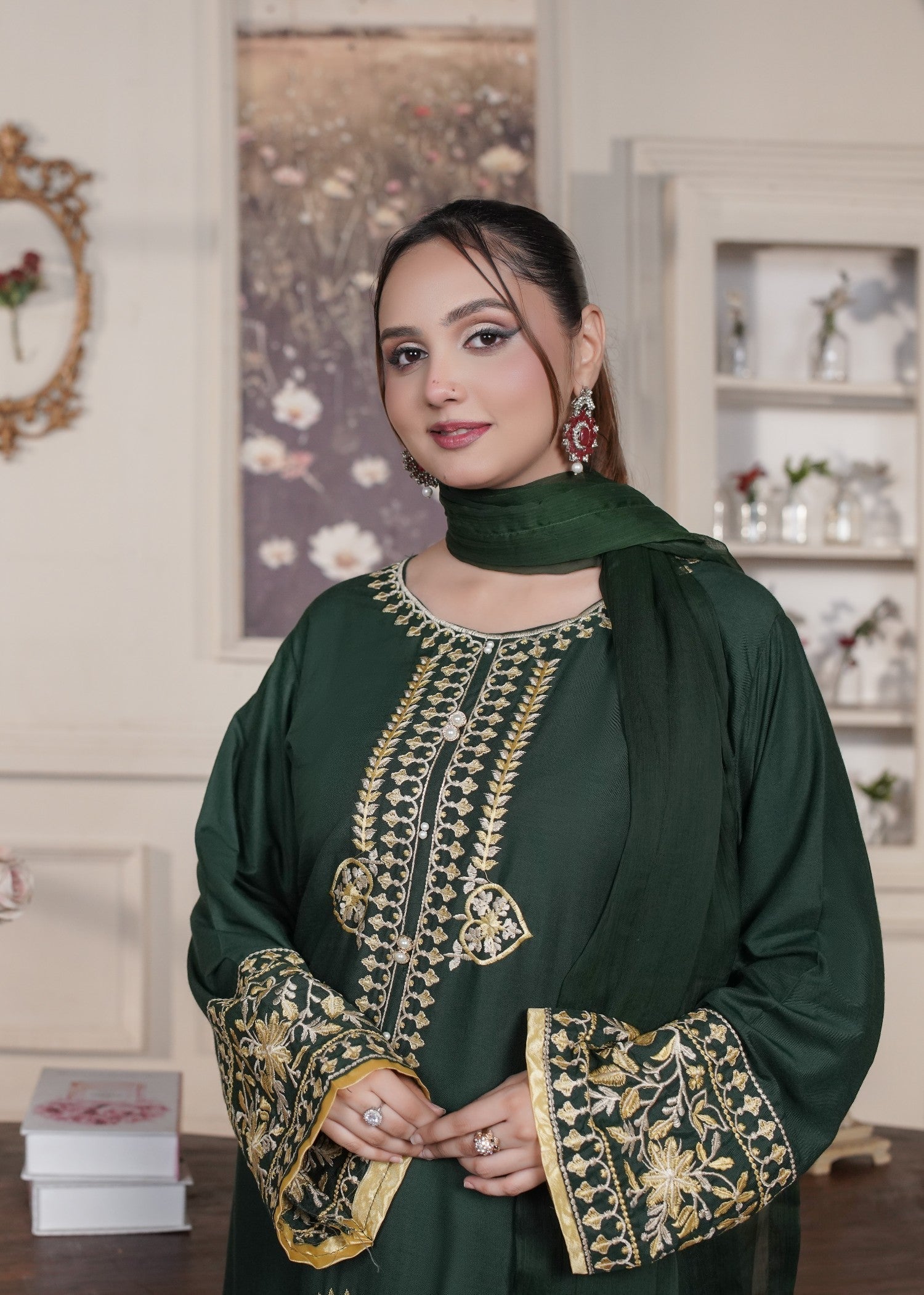 Gulposh Bella Green (Embroided ) Women 3pcs