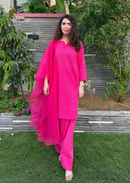 Naaz Couture Farshi Chikankari Shalwar Kameez Fuscia Pink Women 3pcs