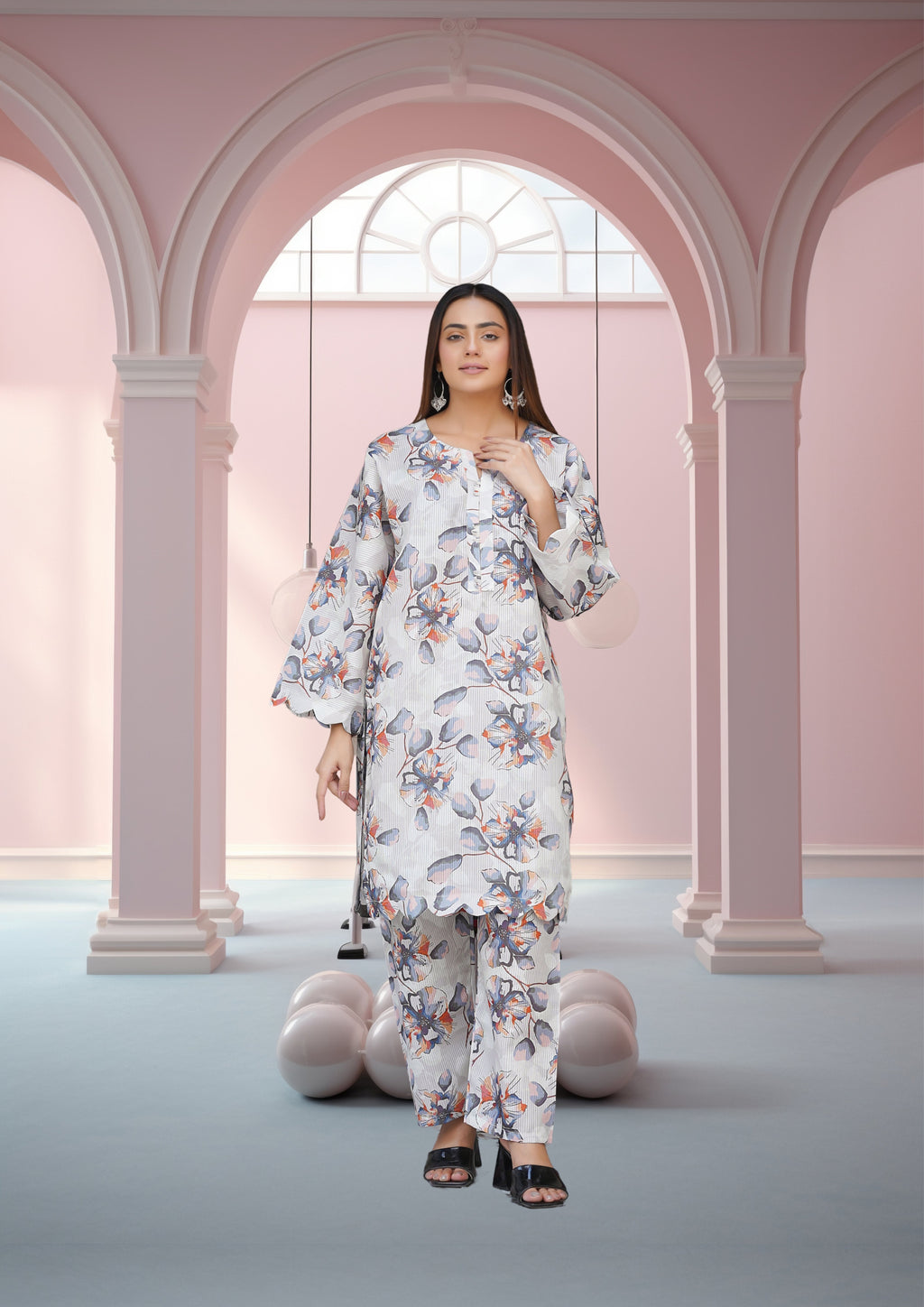 Hamna Kalim MINSA LAWN PRINT TWO PIECE Women 2pcs