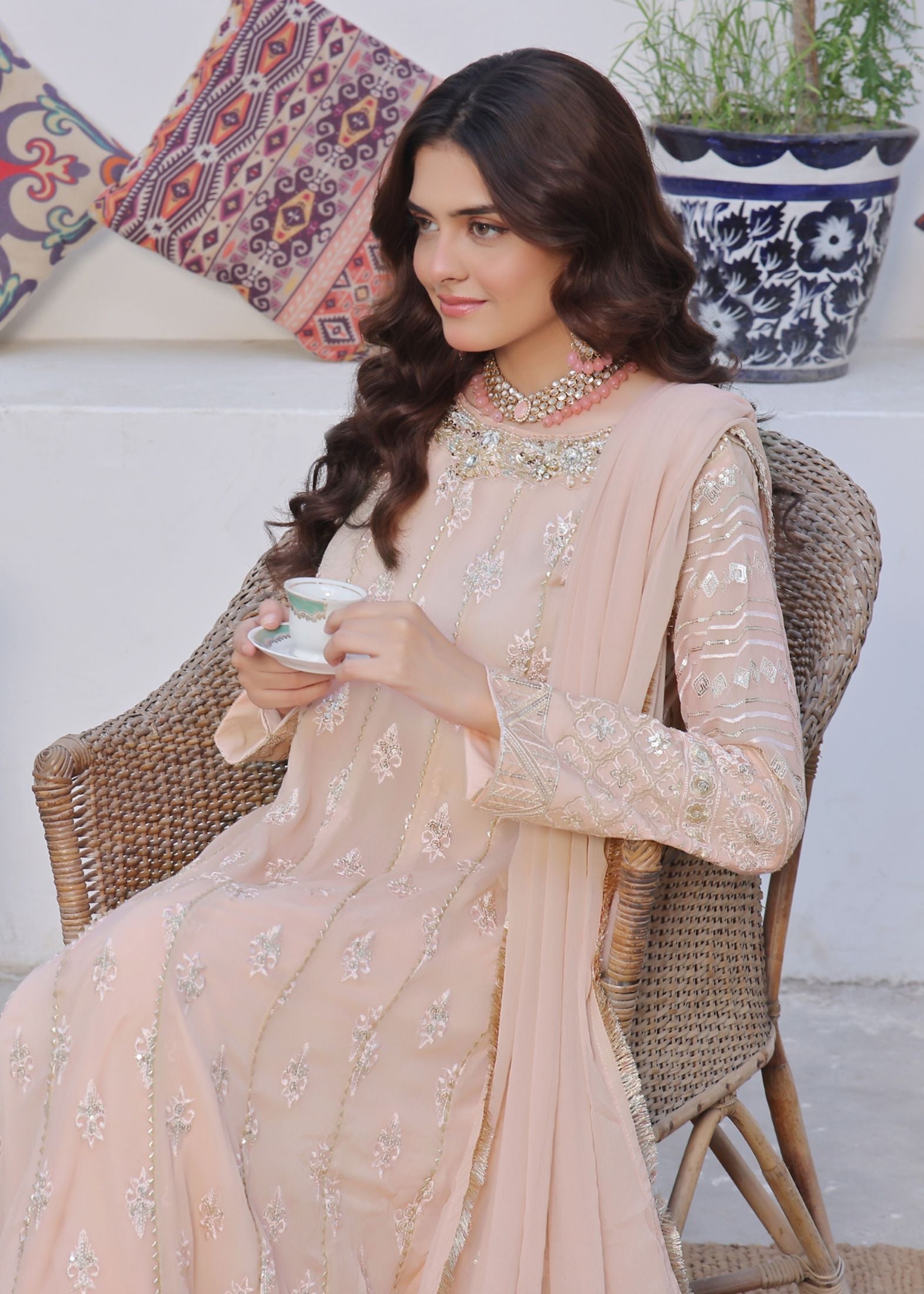 Alsiyab Chandni Peach Women 3pcs