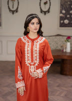 Sajfi Closet Rusty Orange Embroidered Stitched Suit for Women | Summer Collection Women 2pcs