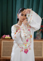 Sajfi Closet White Rose Embroidered Stitched Suit for Women | Summer Collection Women 2pcs