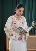 Sajfi Closet White Rose Embroidered Stitched Suit for Women | Summer Collection Women 2pcs