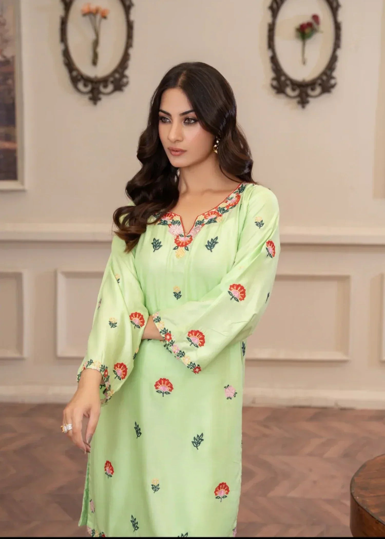 Sajfi Closet Mint Green Embroidered Stitched Suit for Women | Summer Collection Women 2pcs