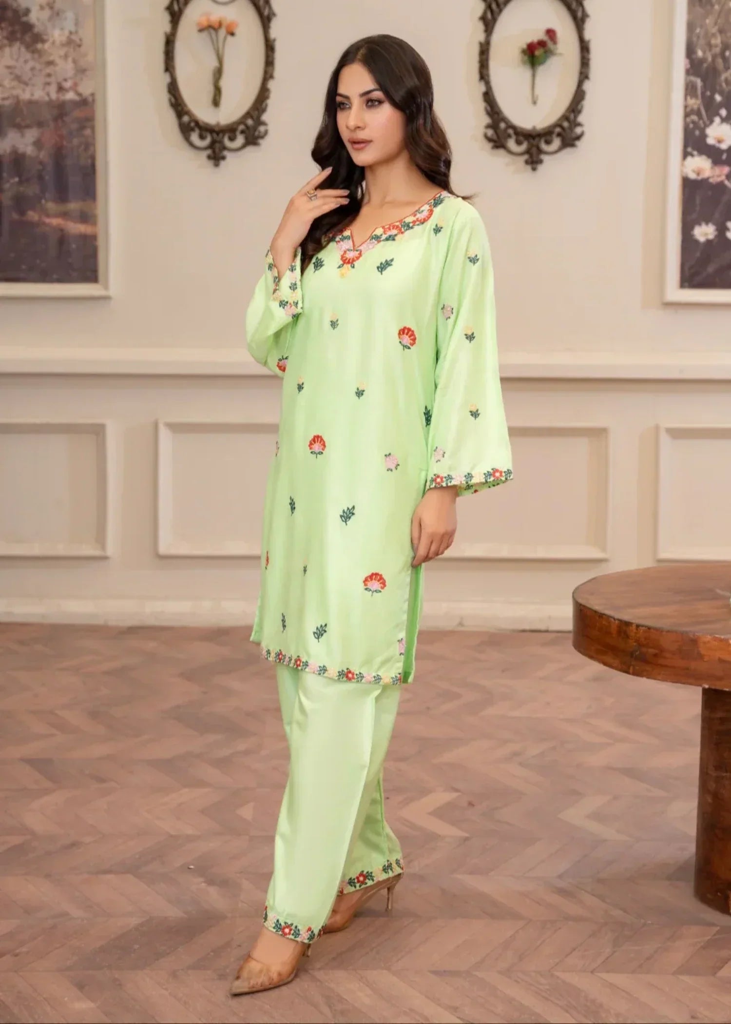 Sajfi Closet Mint Green Embroidered Stitched Suit for Women | Summer Collection Women 2pcs