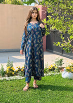 Sajfi Closet Blue Sapphire | Premium Screen Printed Set on Arabic Lawn Summer Collection Women 2pcs