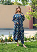 Sajfi Closet Blue Sapphire | Premium Screen Printed Set on Arabic Lawn Summer Collection Women 2pcs