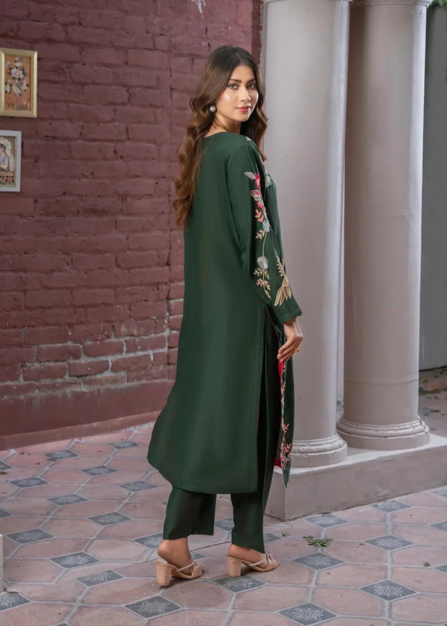 Sajfi Closet Vintage Green Embroidered | Summer Collection Women 2pcs