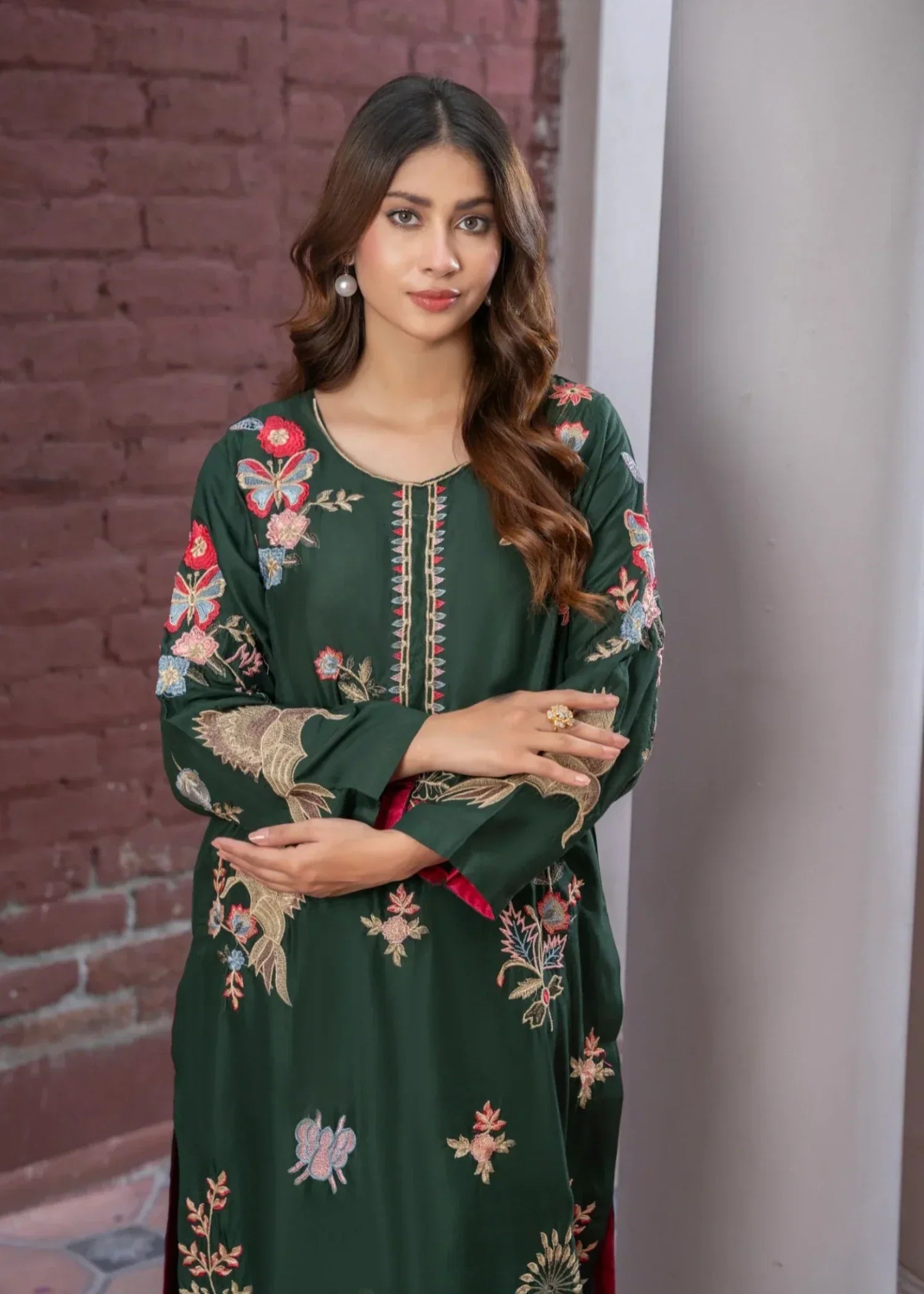 Sajfi Closet Vintage Green Embroidered | Summer Collection Women 2pcs