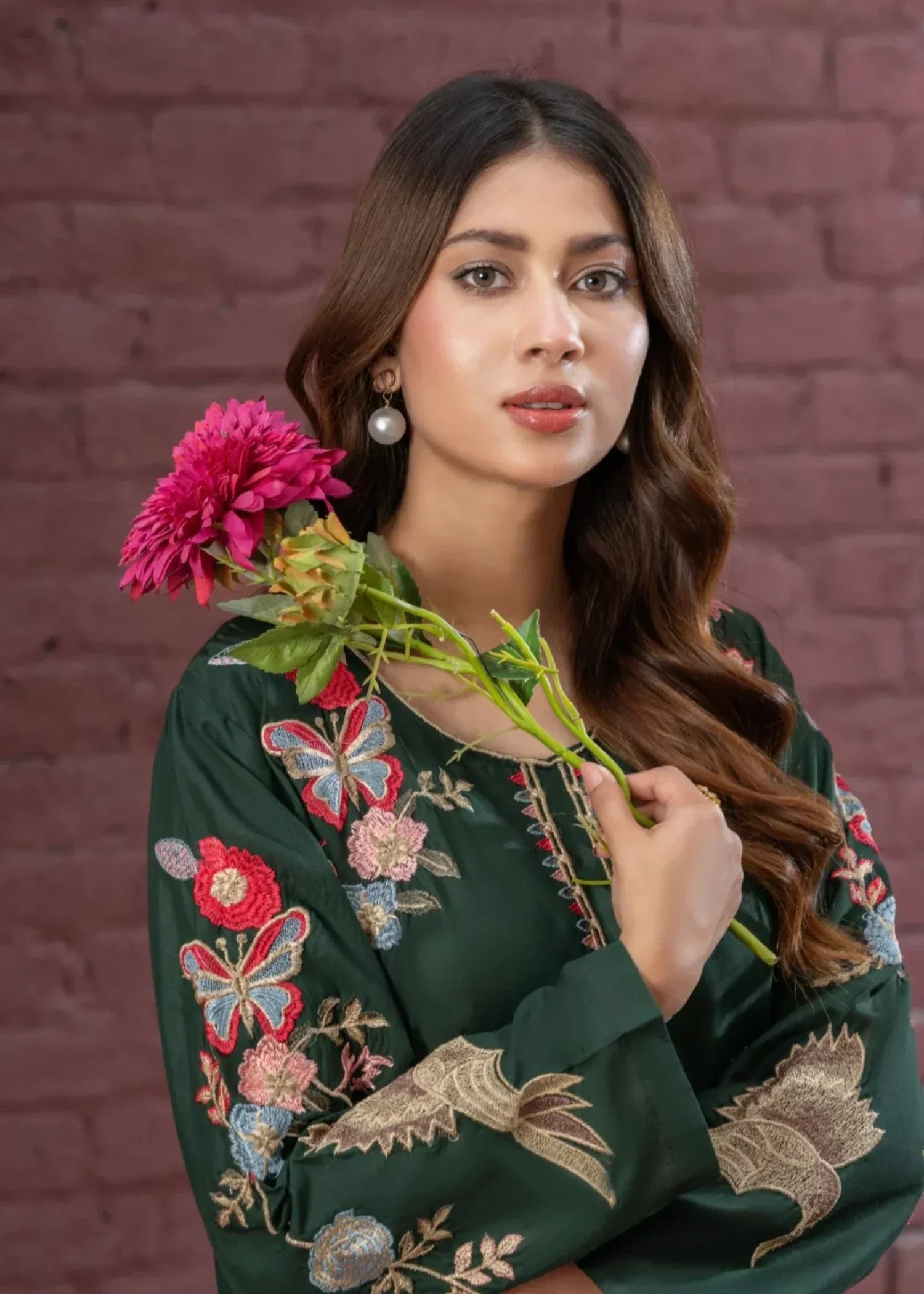 Sajfi Closet Vintage Green Embroidered | Summer Collection Women 2pcs