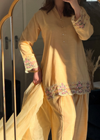Yolo Pret Embroidered Raw Silk with Farshi Shalwar with Organza Embroidered Bordered Dupatta JASHAN S25 0038 Women 3pcs