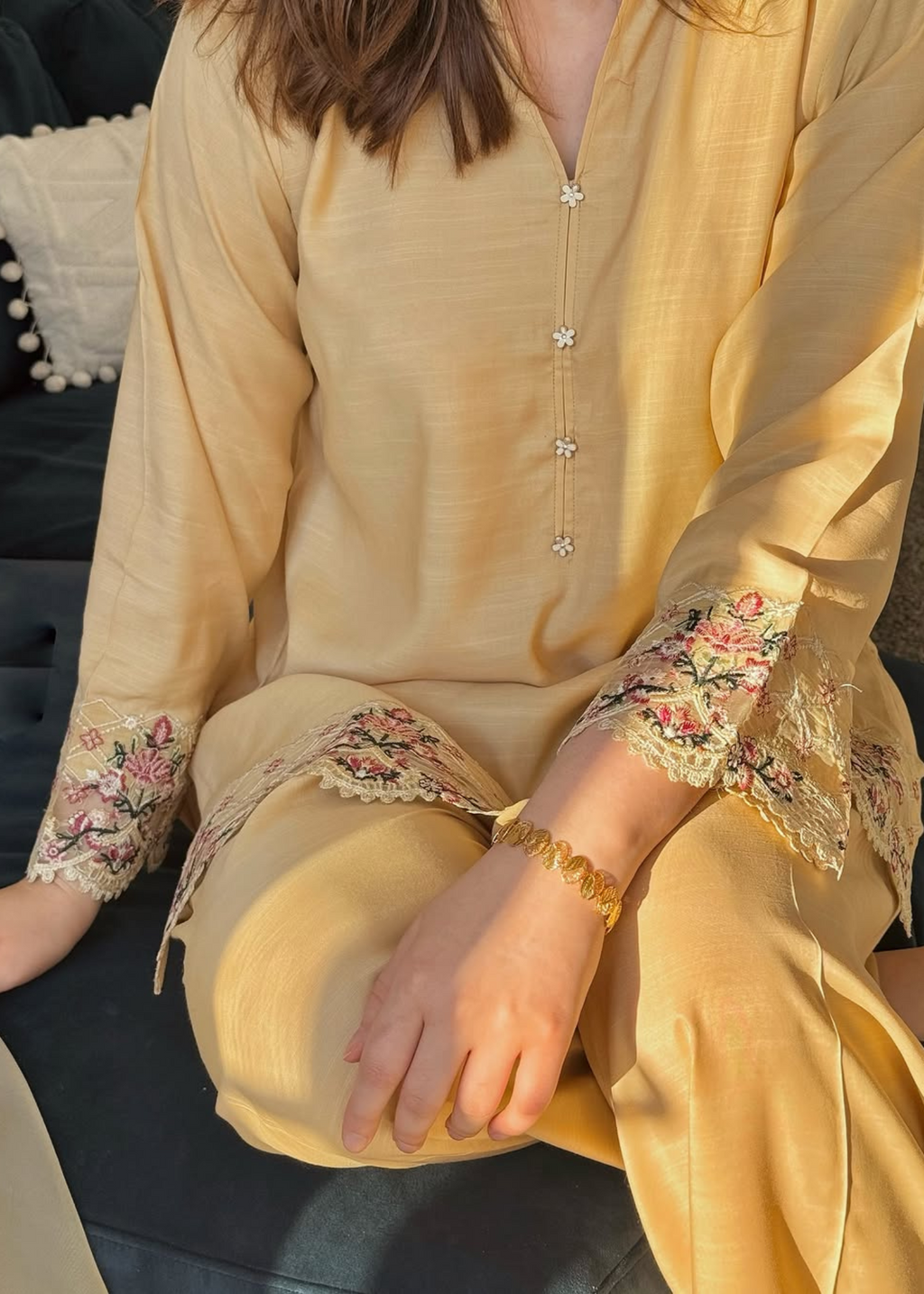 Yolo Pret Embroidered Raw Silk with Farshi Shalwar with Organza Embroidered Bordered Dupatta JASHAN S25 0038 Women 3pcs