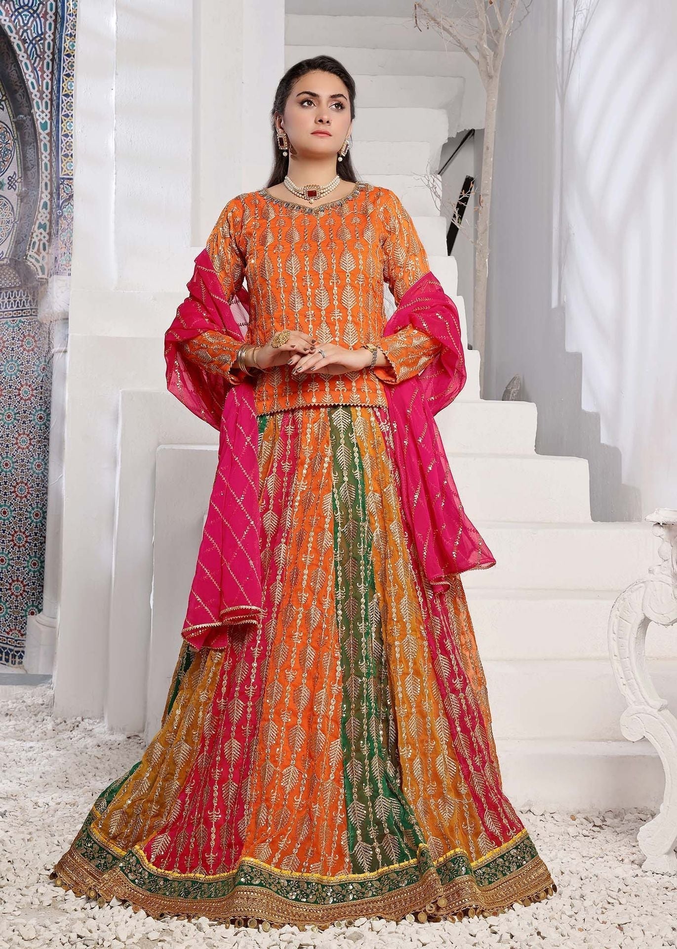 Ayesha Closet Naurattan Orange Women 3pcs