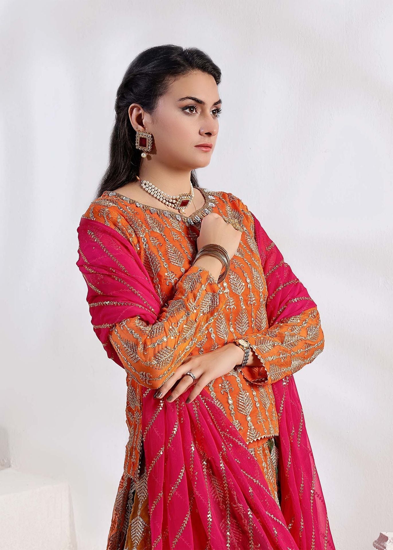 Ayesha Closet Naurattan Orange Women 3pcs