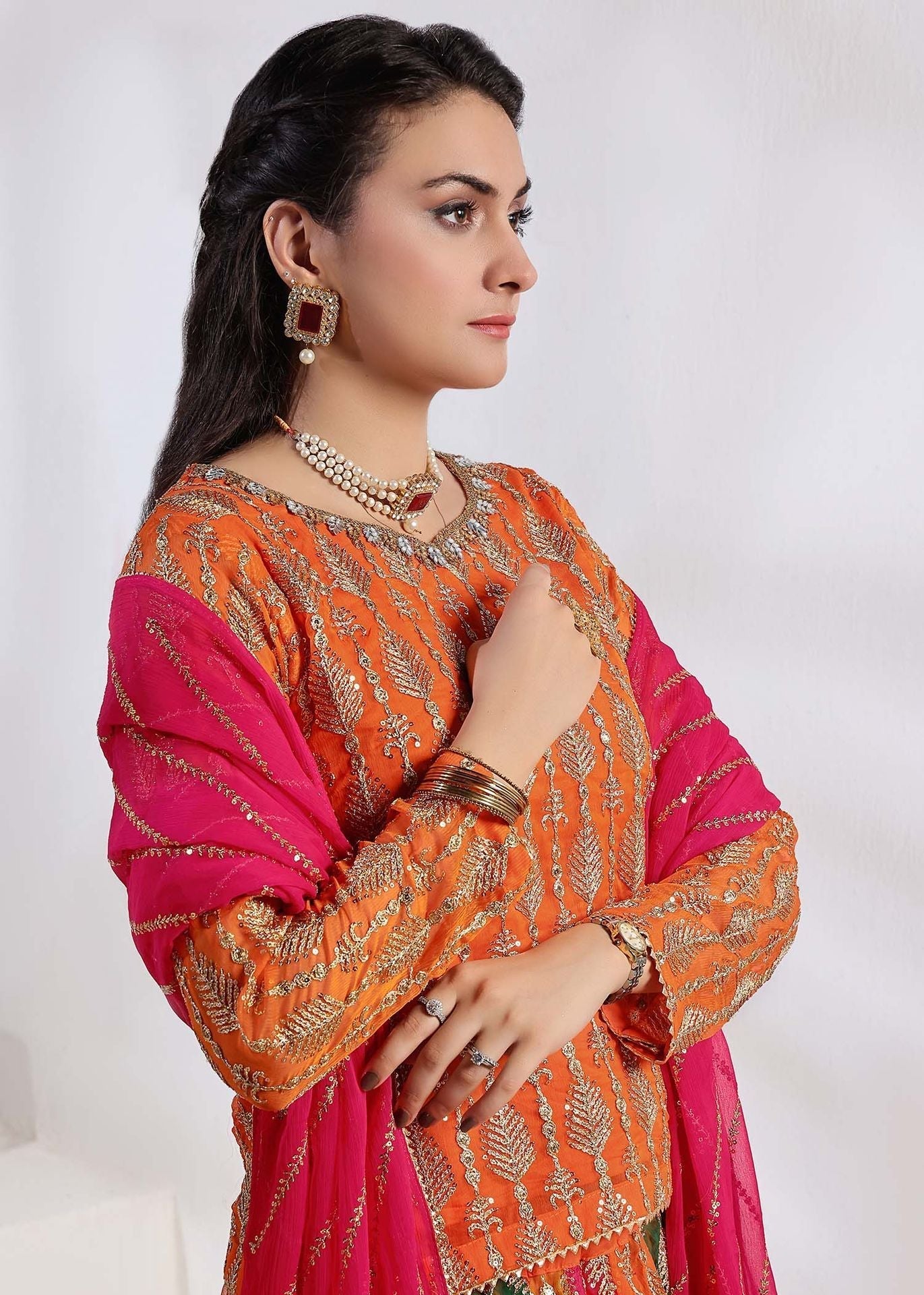 Ayesha Closet Naurattan Orange Women 3pcs