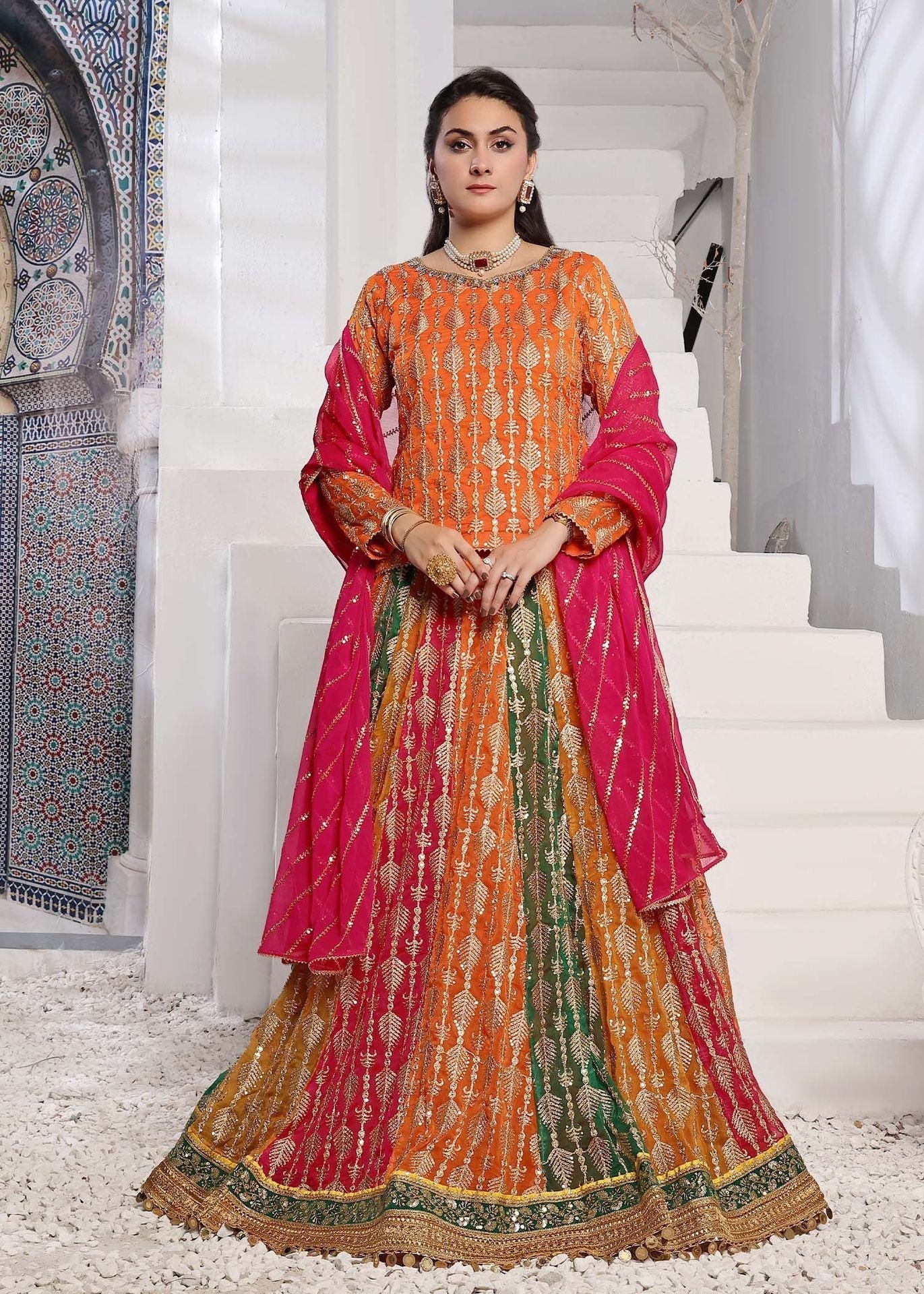 Ayesha Closet Naurattan Orange Women 3pcs
