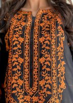 Sabahaats Vibrant Orange Embroidered Kurta with Stylish Plazo Bottoms Women 2pcs