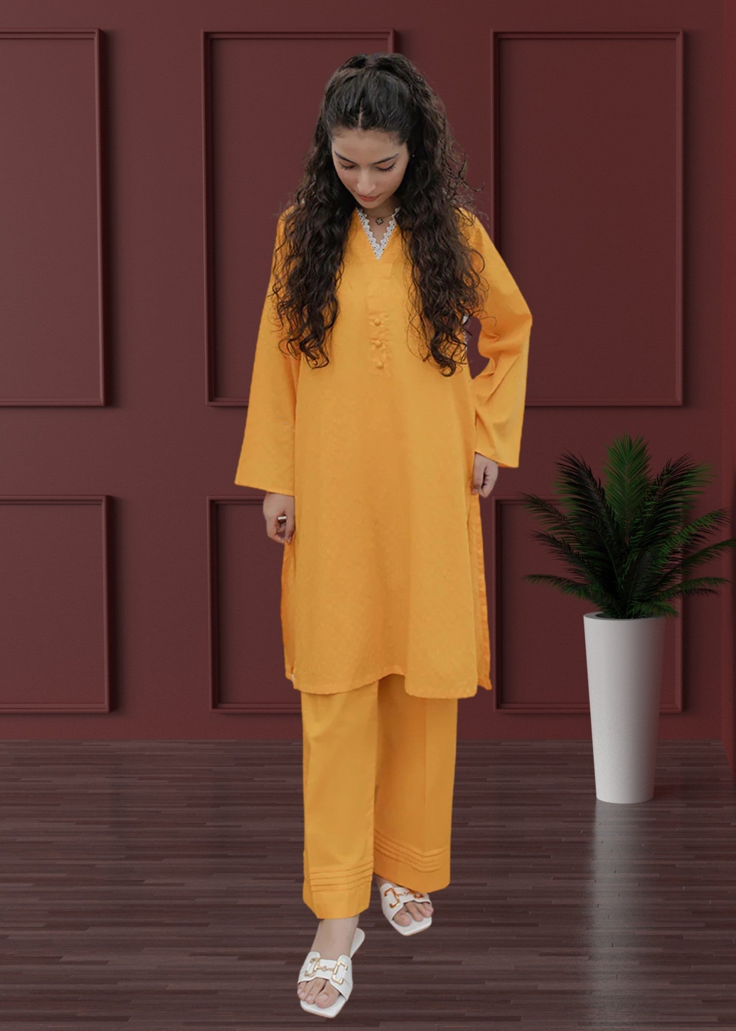 Hamna Kalim NAQSH MUSTARD TWO PIECE Women 2pcs