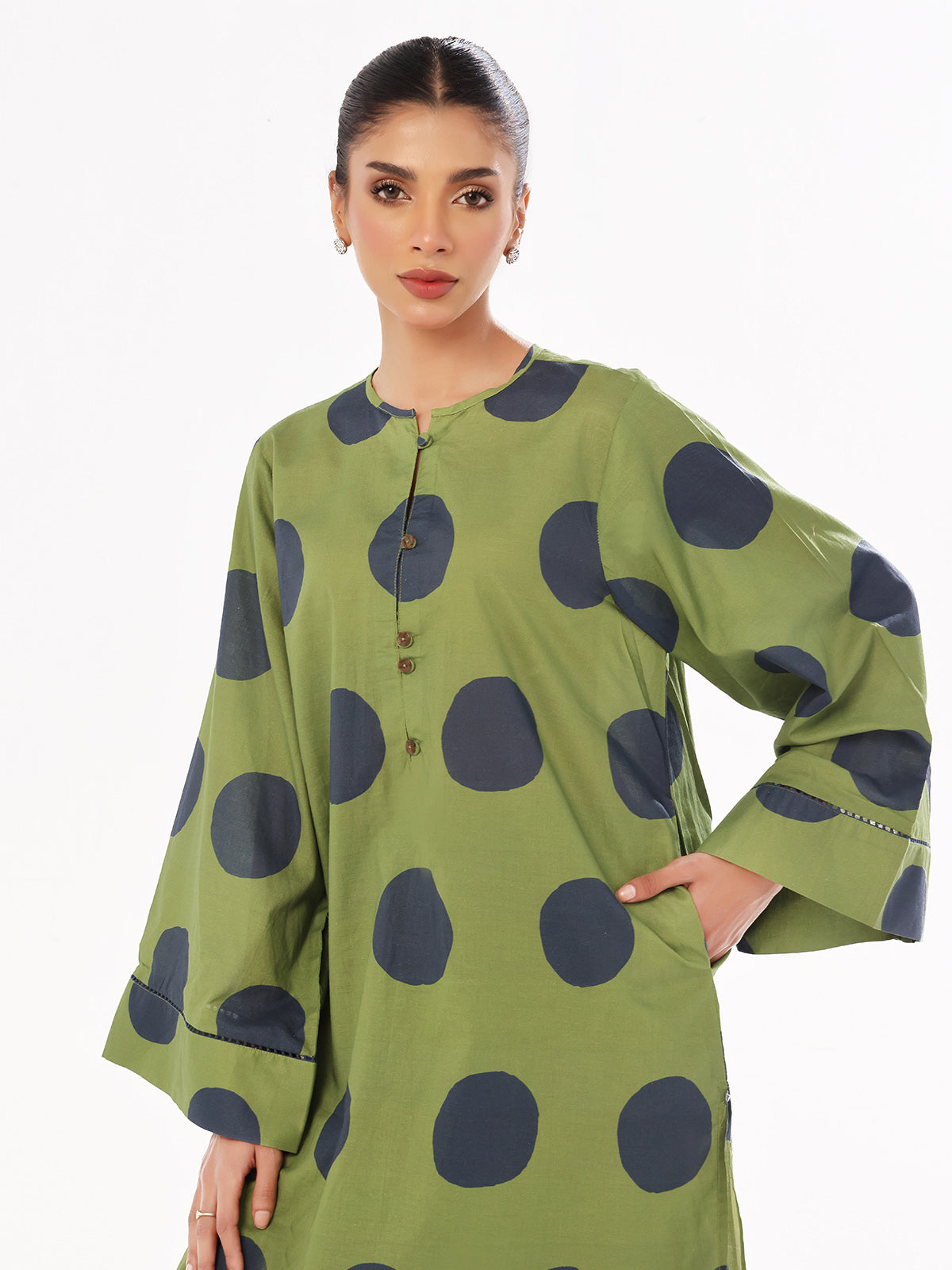 Oaks By Star Textile Mills Printed Pret Shirt Trouser Swiss Lawn Green OW2P 2412004 Women 2pcs