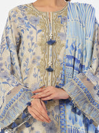 Oaks By Star Textile Mills Embroidered Pret & Unstitched Suit Masoori Lawn Blue Women 3pcs