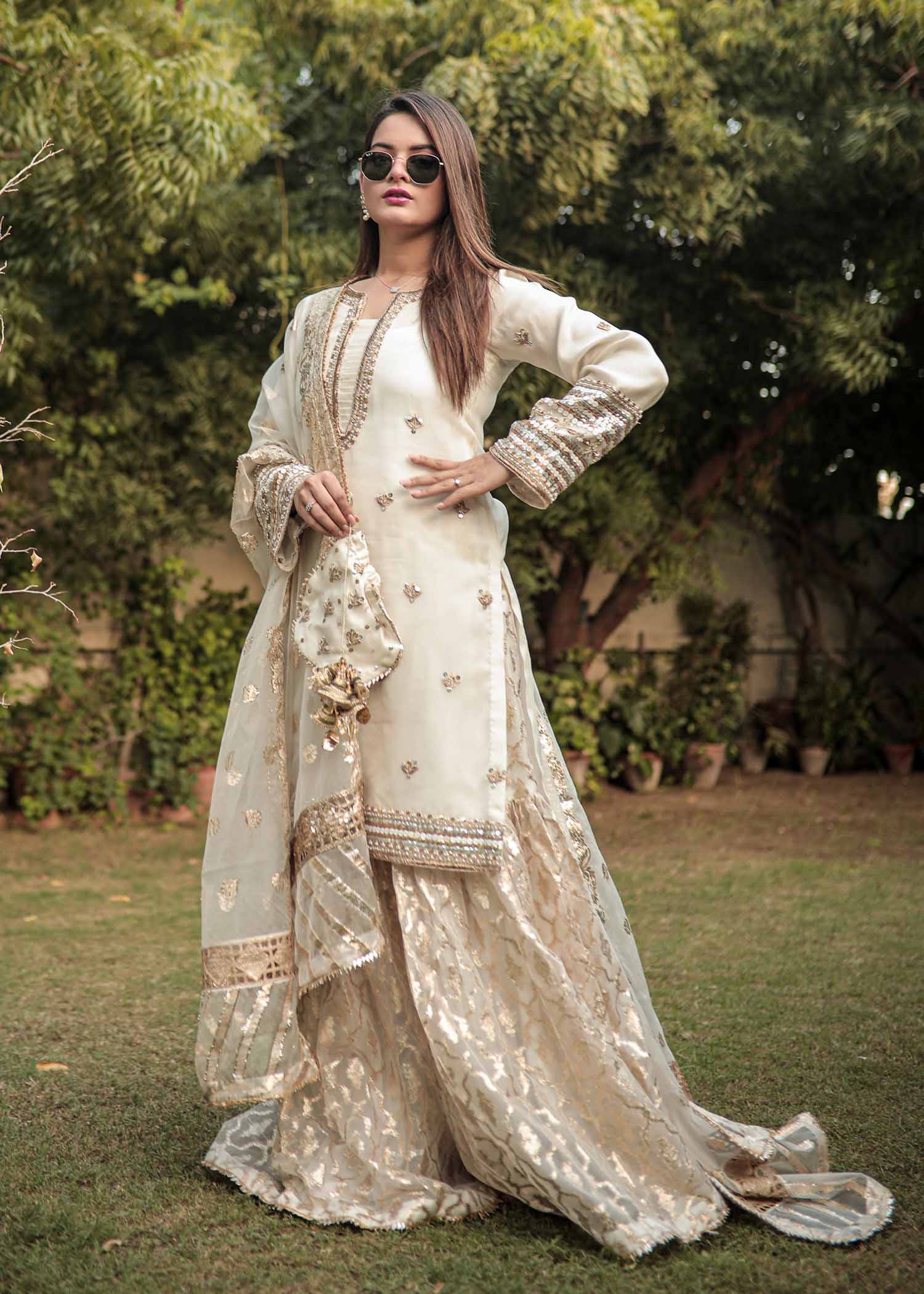 Rang-e-Haya Minal Khan Pairhan (White) Women 4pcs